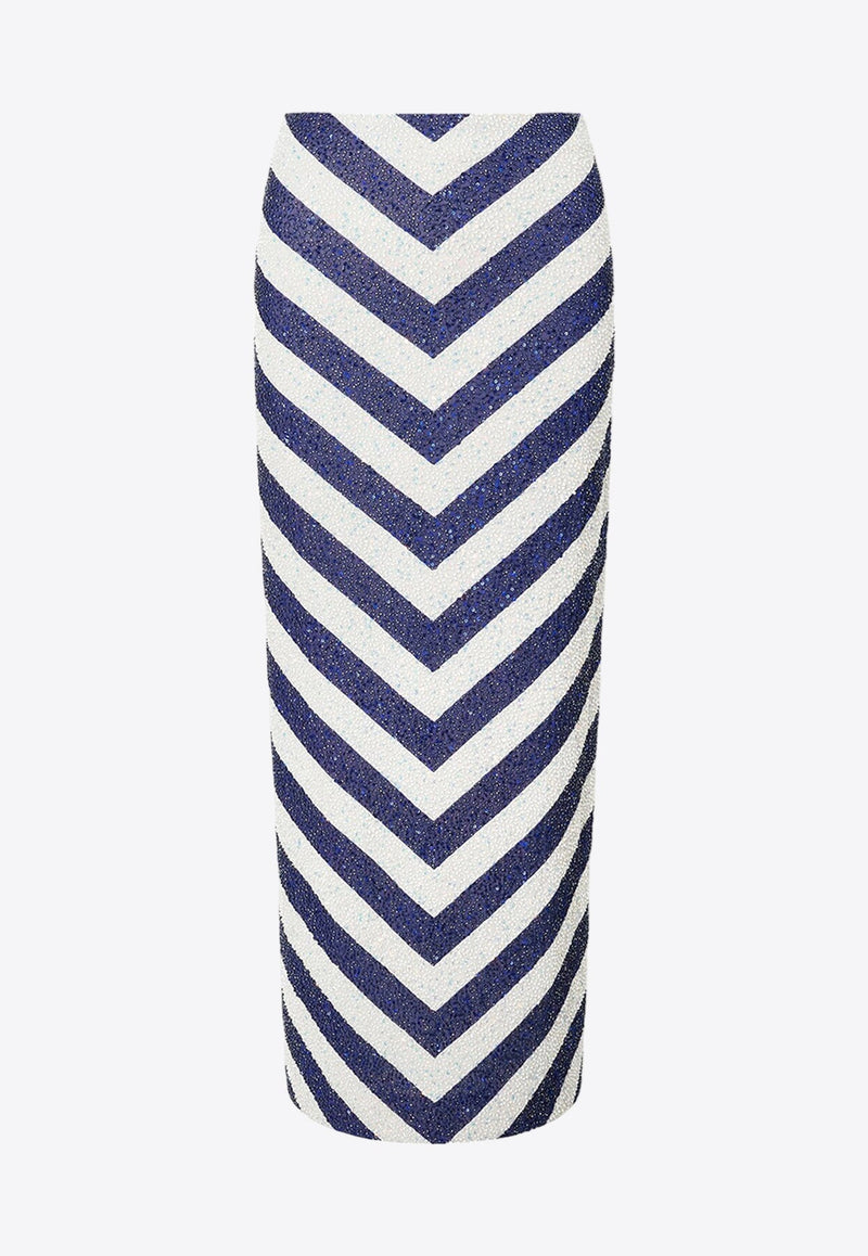 St. Tropez Beaded Chevron Maxi Skirt