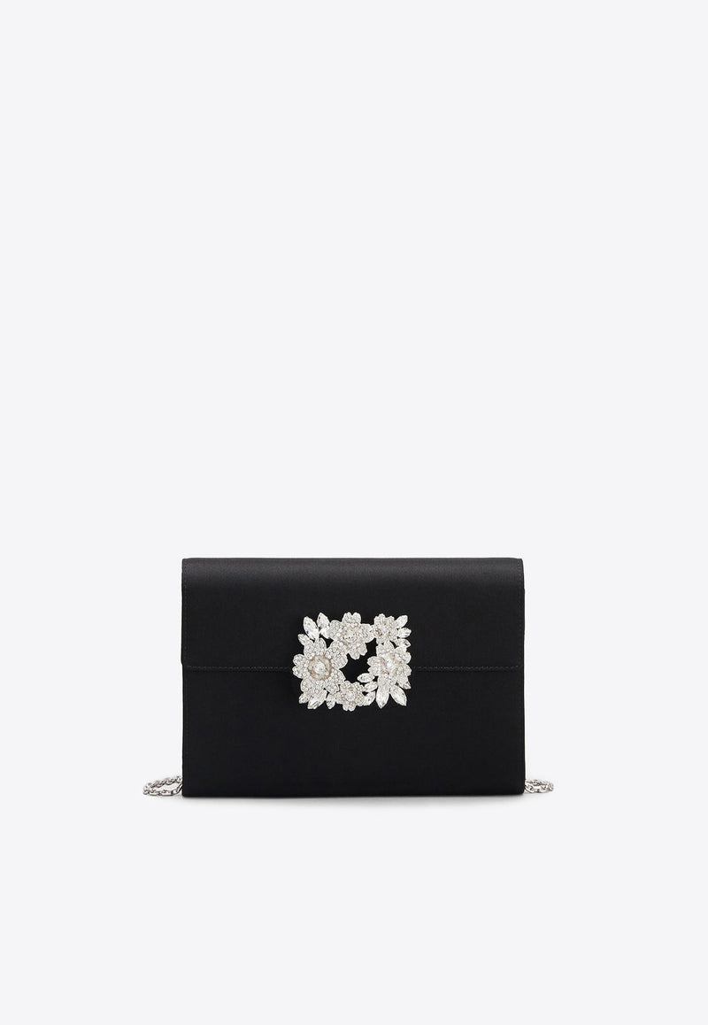 Mini Bouquet Crystal Buckle Clutch in Satin