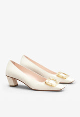 Belle Vivier 45 Mother-of-Pearl Buckle Pumps in Leather