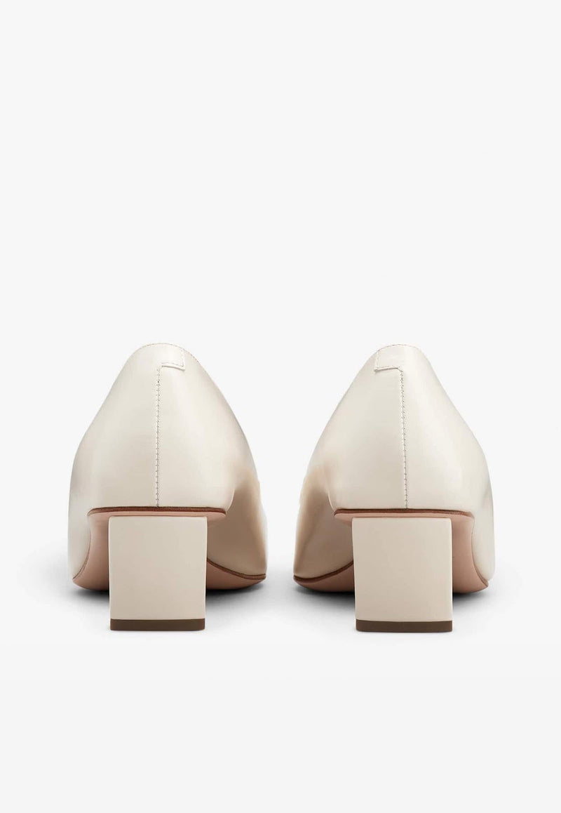 Belle Vivier 45 Mother-of-Pearl Buckle Pumps in Leather