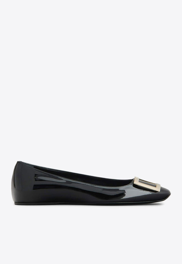 Trompette Metal Buckle Ballerinas in Patent Leather