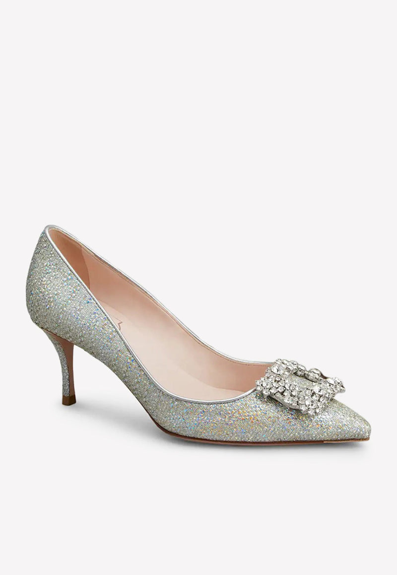 65 Crystal-Embellished Flower Strass Buckle Pumps