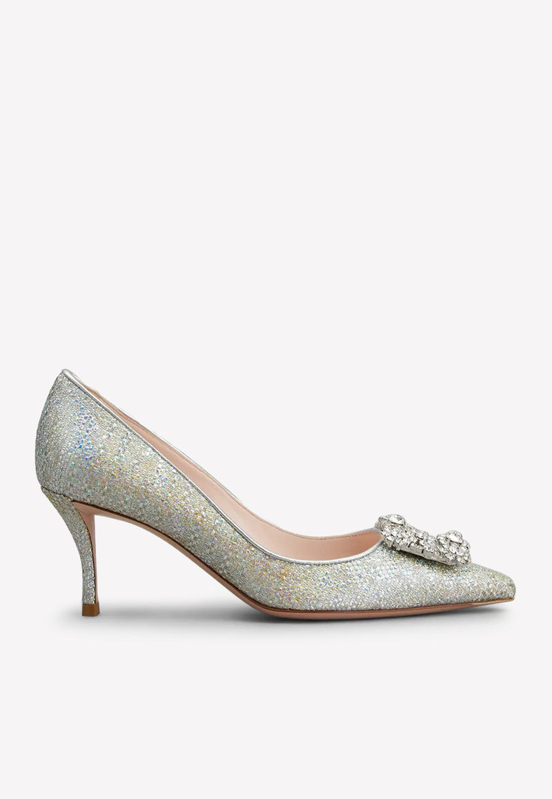 65 Crystal-Embellished Flower Strass Buckle Pumps