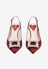 55 Virgule Crystal Buckle Slingback Pumps in Satin