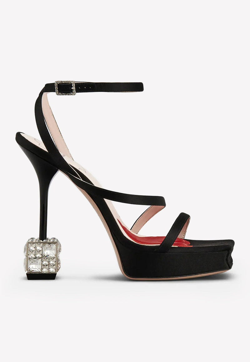 Cube 120 Crystal Heel Satin Sandals