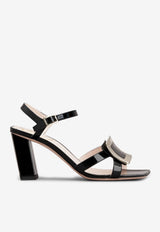 Belle Vivier 75 Metal Buckle Sandals in Patent Leather