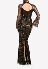 Tuulia Sequined High Neck Gown