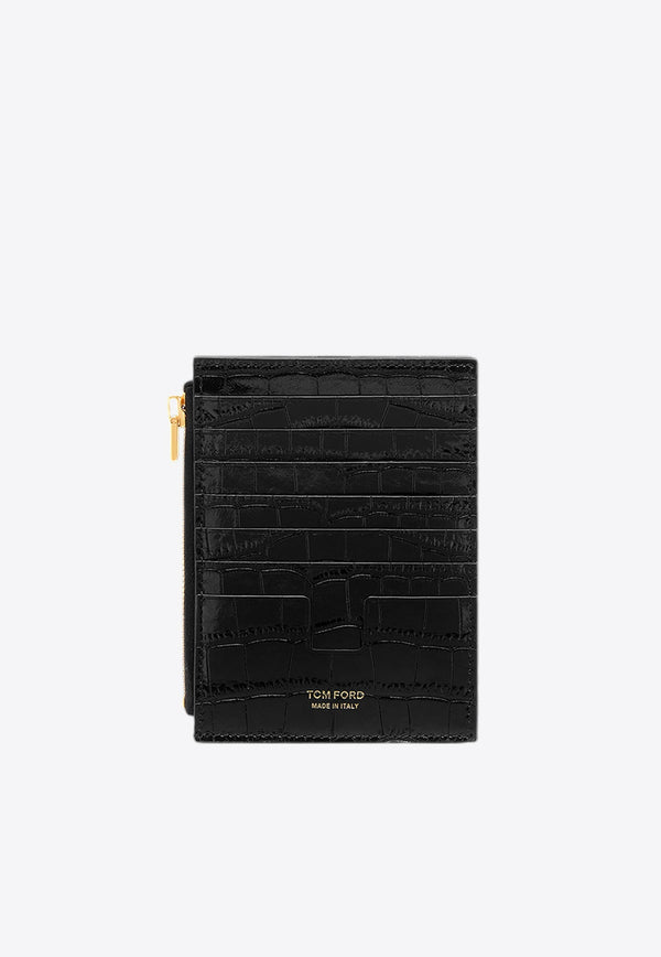 Whitney Zipped Cardholder in Croc Embossed Leather