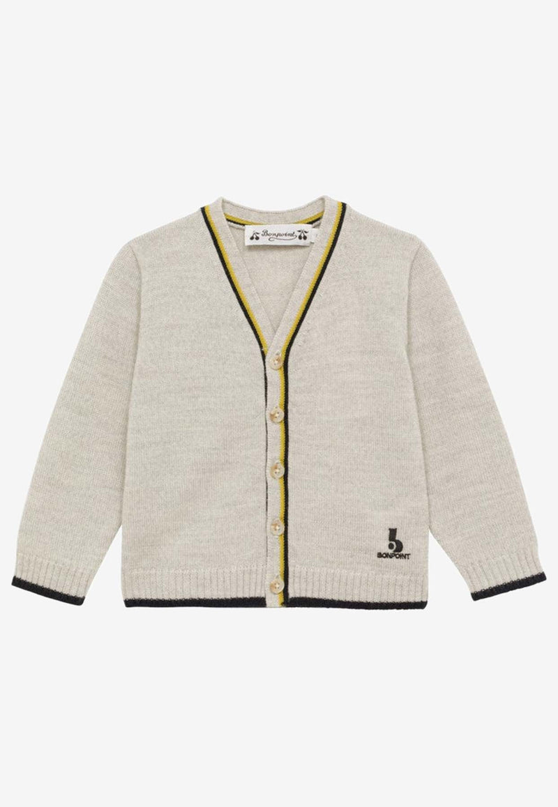 Babies Logo-Embroidered Wool Cardigan