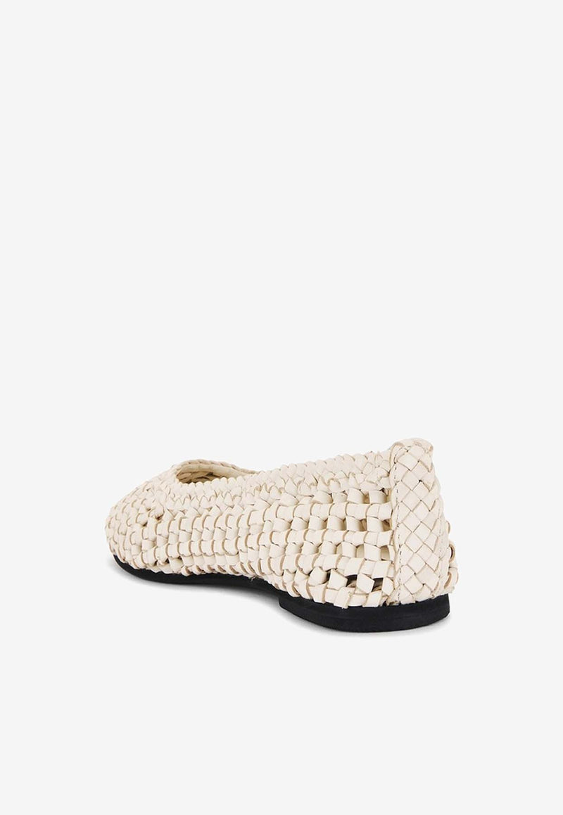 Macramé Mesh Leather Ballet Flats