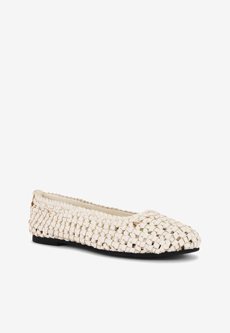 Macramé Mesh Leather Ballet Flats