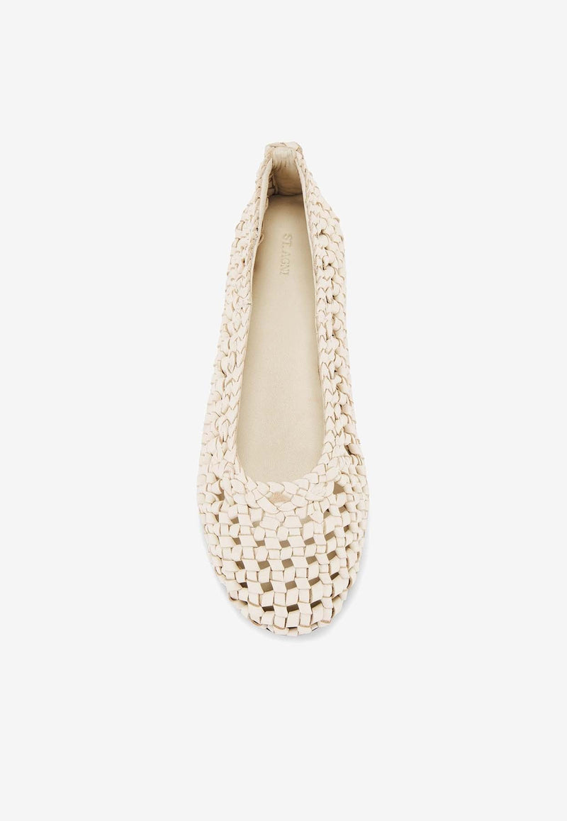 Macramé Mesh Leather Ballet Flats