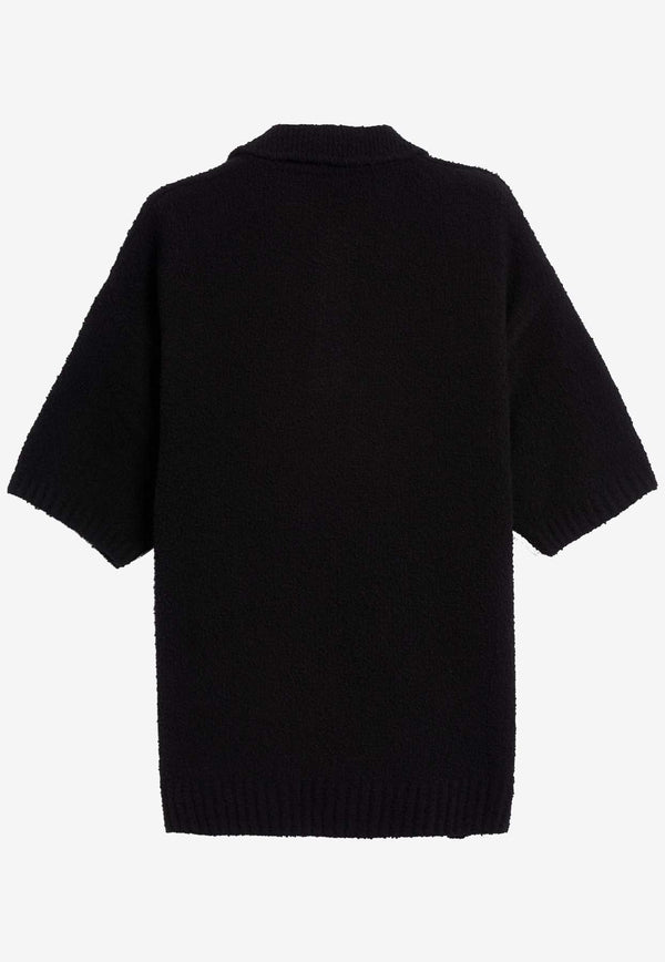 Textured Knit Polo T-shirt