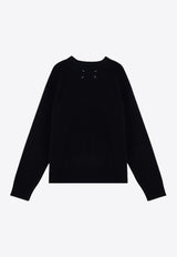 Four-Stitches Crewneck Wool Sweater