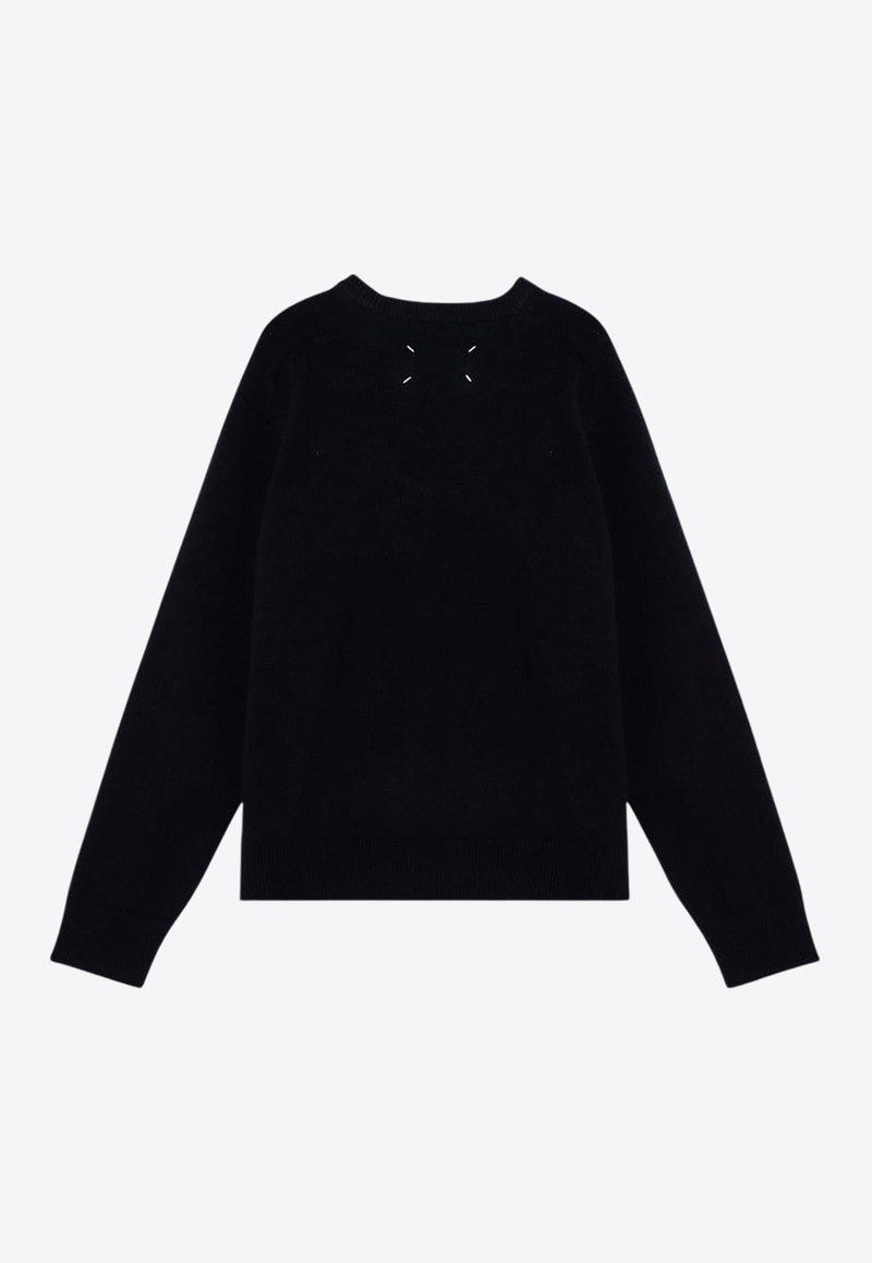 Four-Stitches Crewneck Wool Sweater