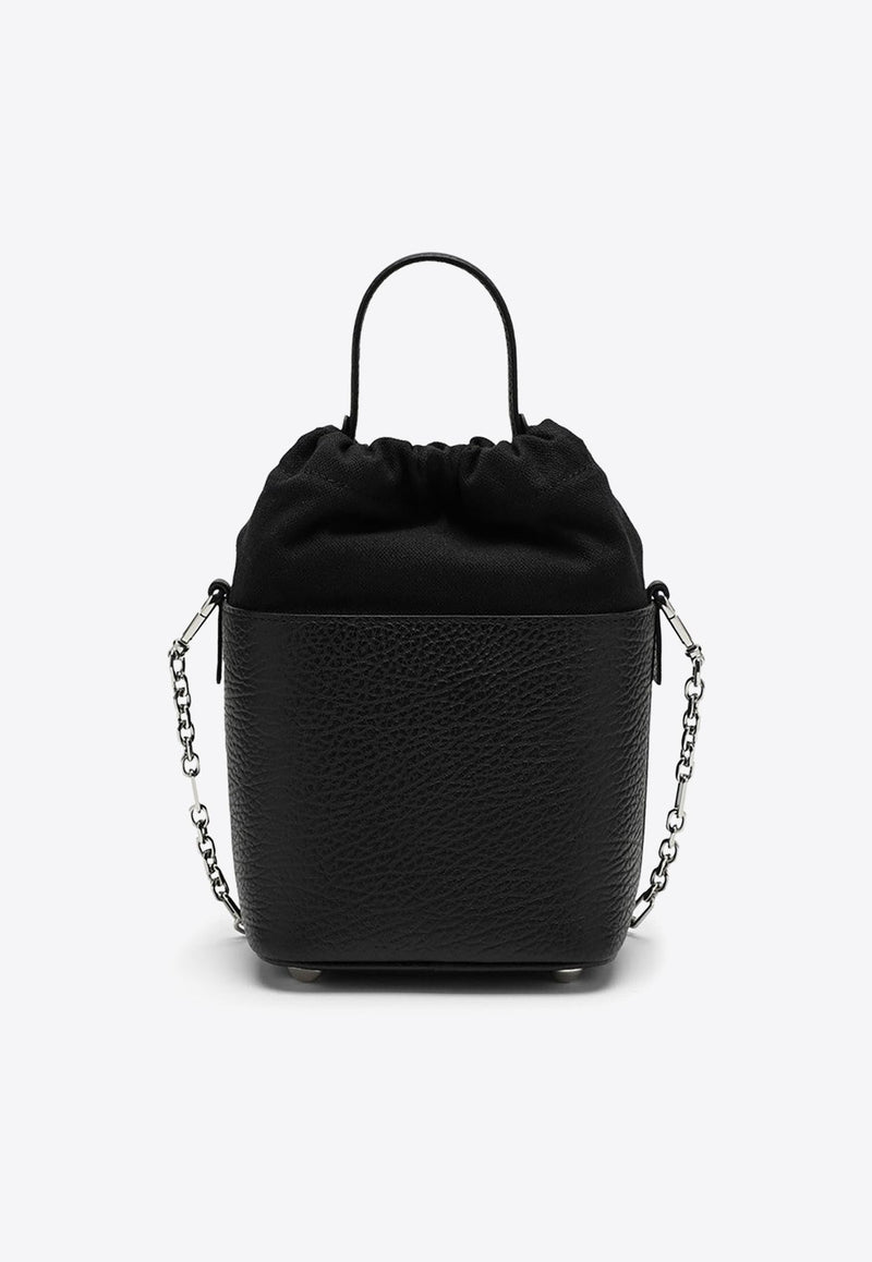 Logo Patch Leather Bucket Bag