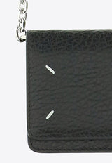 Four-stitch Leather Wallet with Chain
