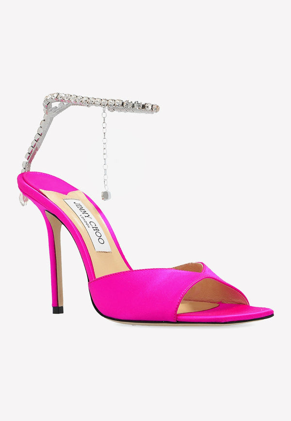 Saeda 100 Satin Sandals with Crystal Chain