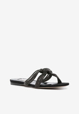 Capri Crystal Knotted Flat Sandals