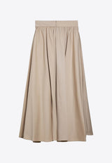 Flounced Pleated Midi Skirt