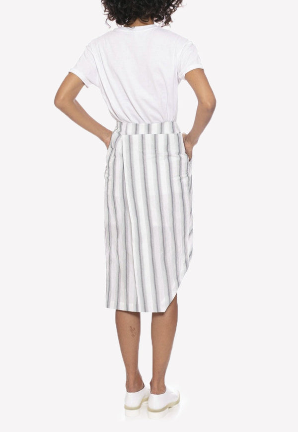 Striped Cotton Wrap Skirt with Slit