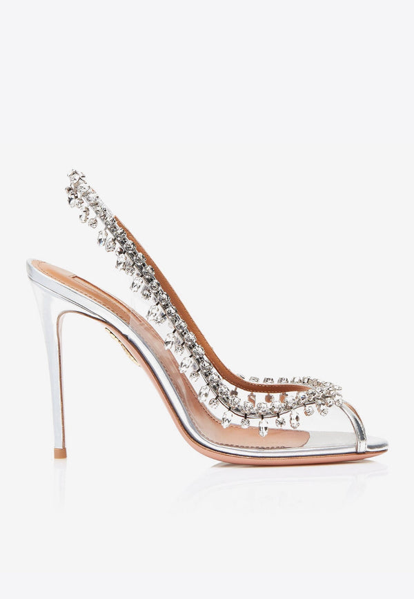 Temptation 105 Crystal-Embellished Slingback Sandals