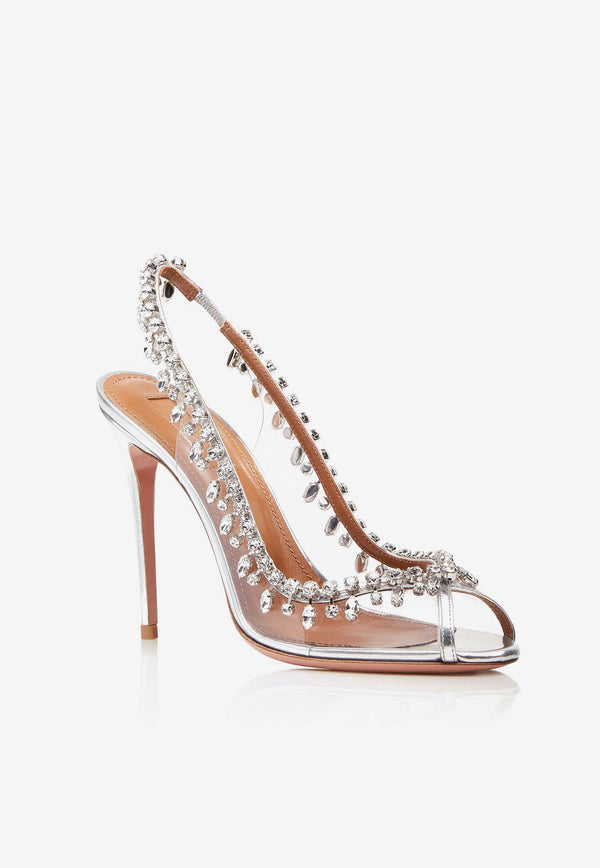 Temptation 105 Crystal-Embellished Slingback Sandals