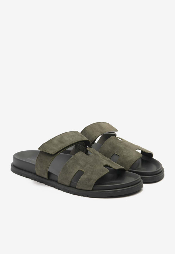 Chypre Sandals in Vert Foret Suede