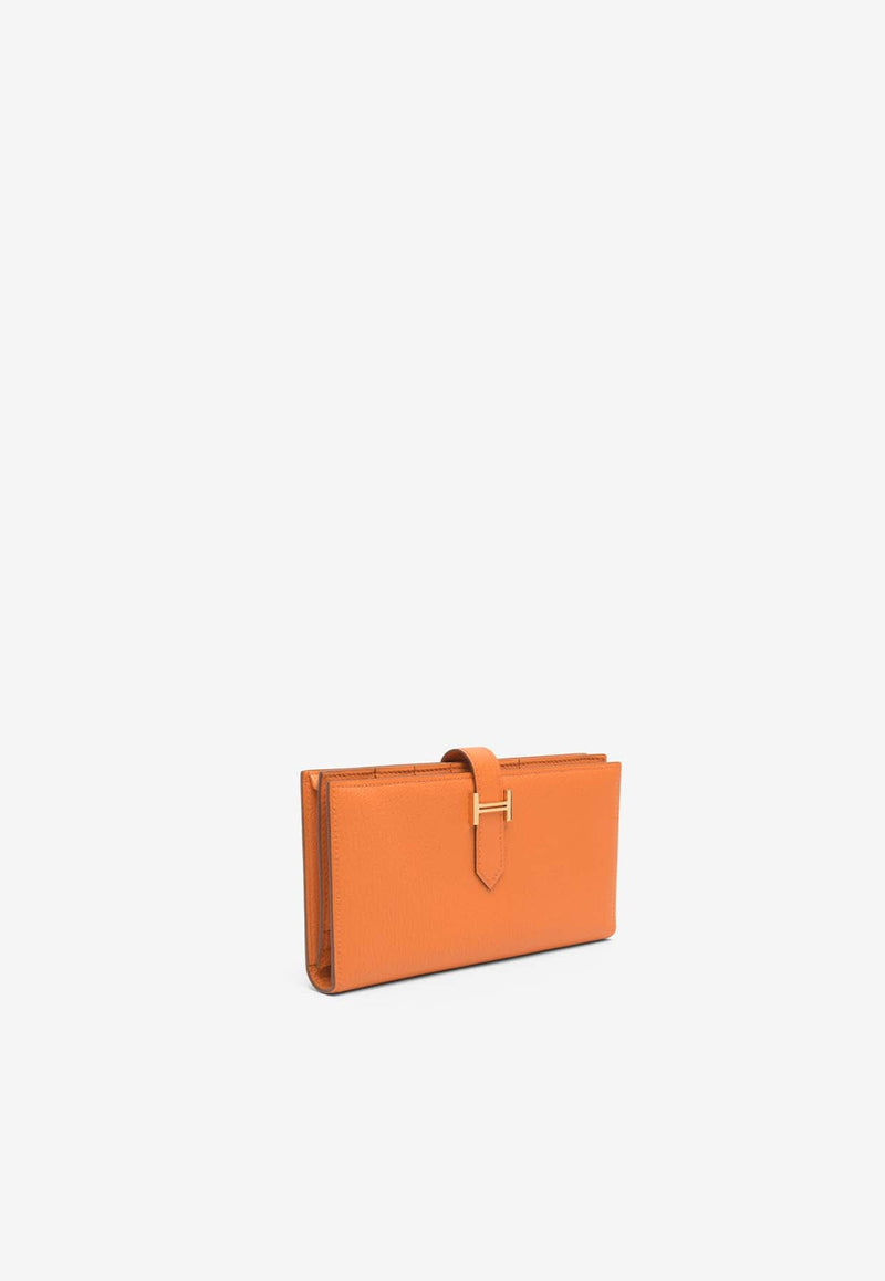 Bearn Wallet in Orange Chevre Mysore Leather with Gold Hardware