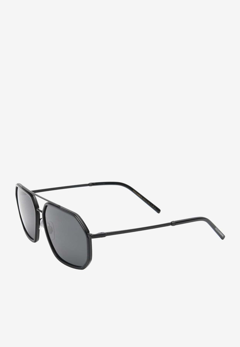 Double-Bridge Aviator Sunglasses