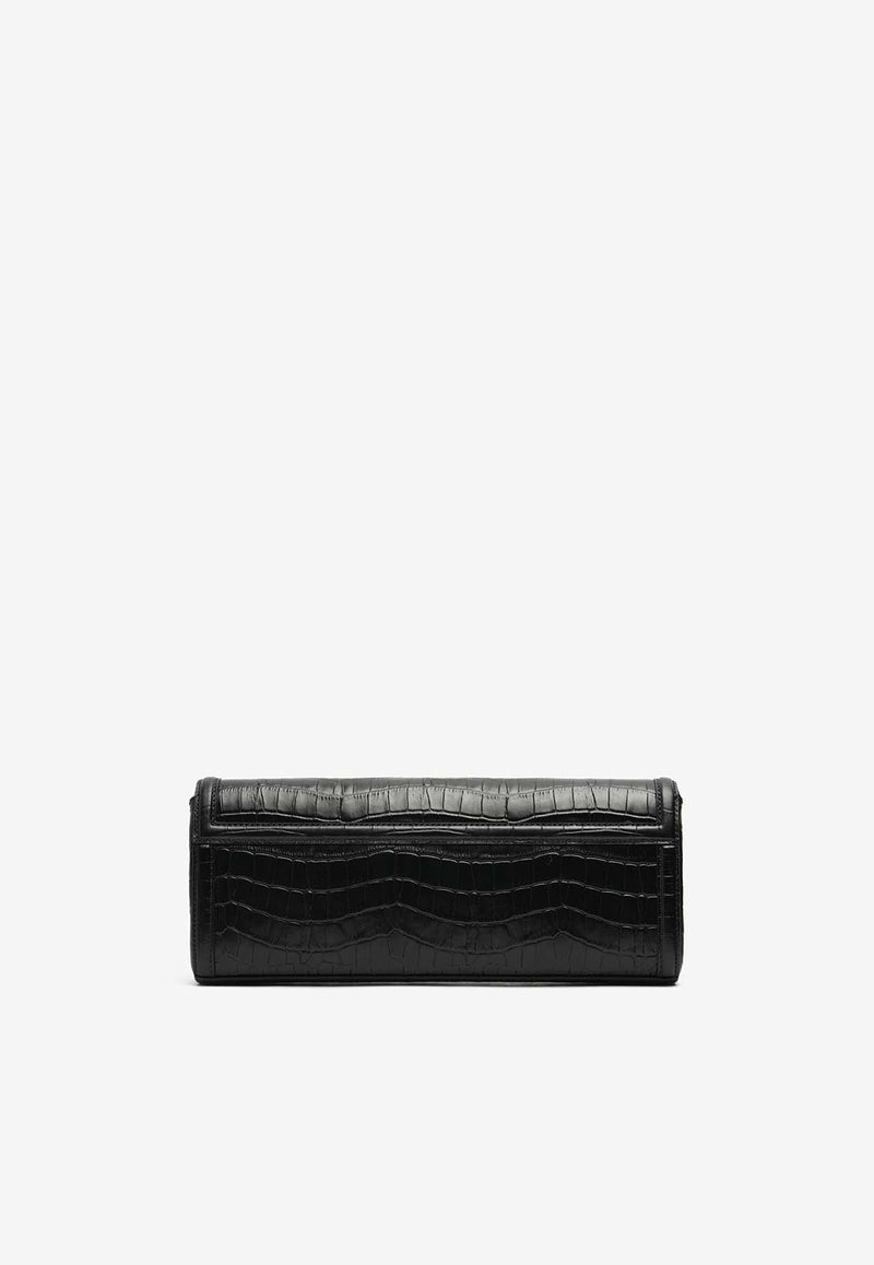 Paris Croc-Embossed Leather Clutch