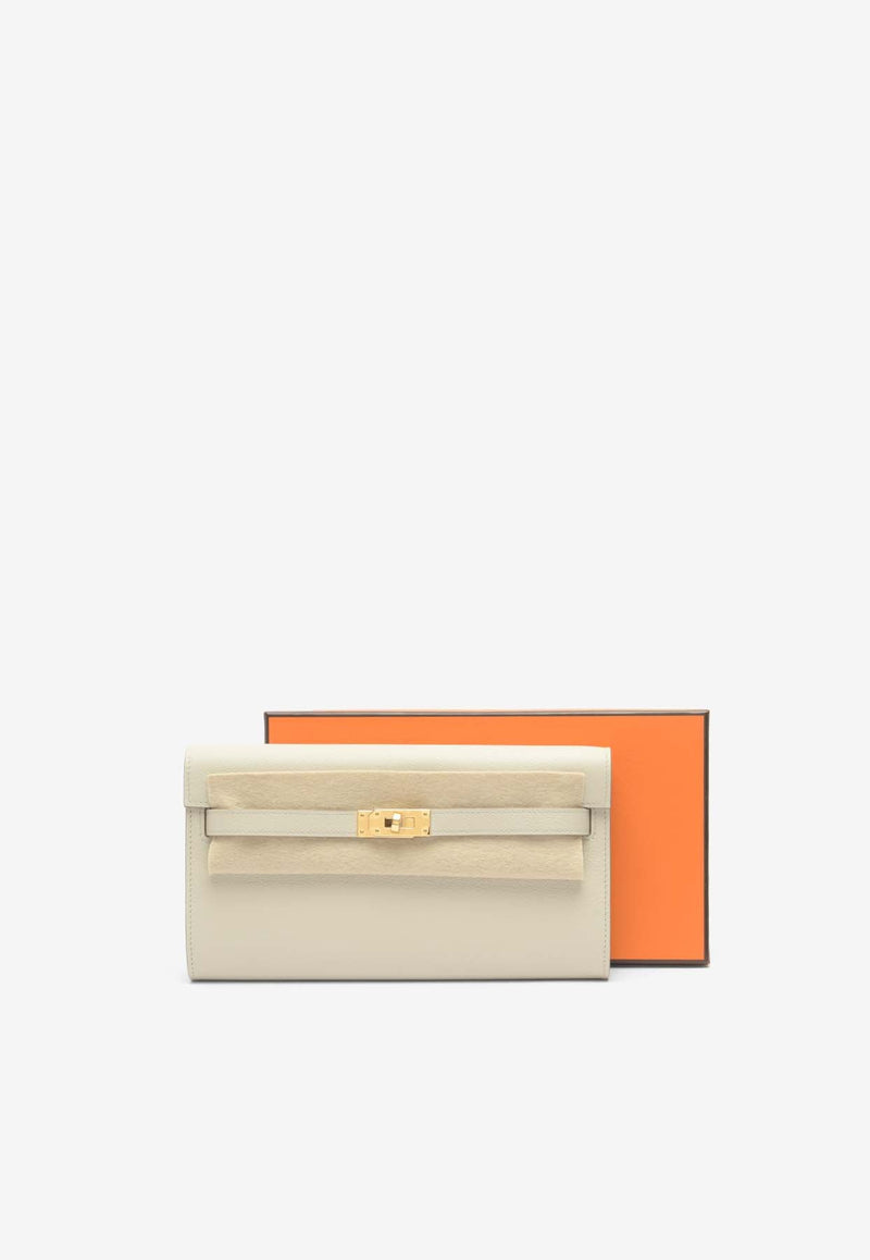 Kelly To Go Wallet in Beton Evercolor Leather in Gold Hardware