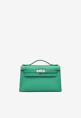 Kelly Pochette Clutch Bag in Vert Vertigo Swift with Palladium Hardware