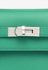 Kelly Pochette Clutch Bag in Vert Vertigo Swift with Palladium Hardware