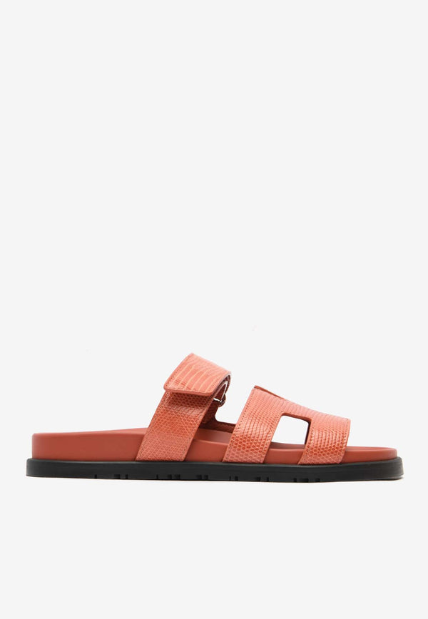 Chypre Sandals in Orange Brulee Shiny Lizard