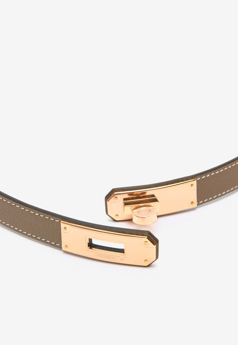 Kelly 18 Belt in Etoupe Epsom Leather with Rose Gold Buckle