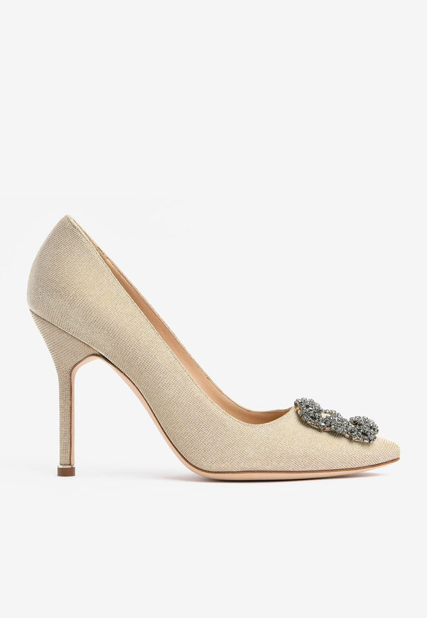 Hangisi 105 Crystal Buckle Glittered Pumps