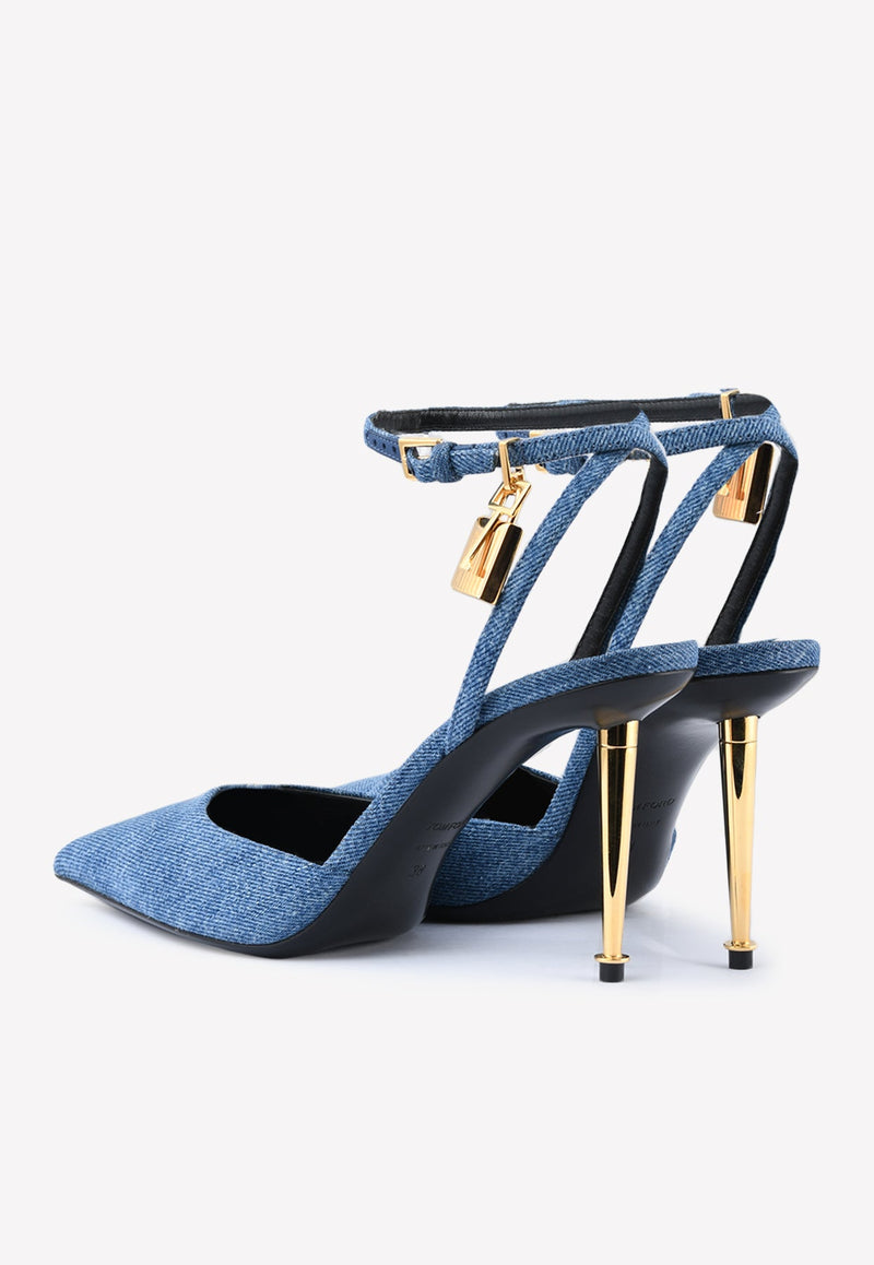 Padlock 85 Pointed Denim Pumps