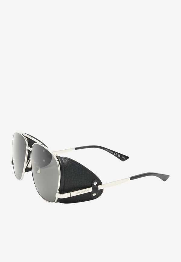 Leon Leather Aviator Sunglasses