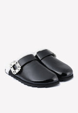 Slidy Viv' Crystal Buckle Shearling Mules