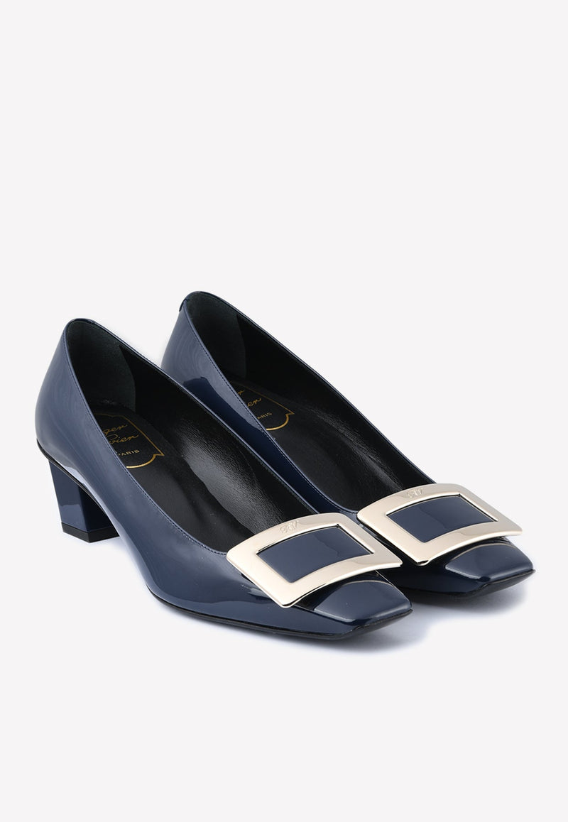 Belle Vivier 45 Metal Buckle Pumps in Patent Leather