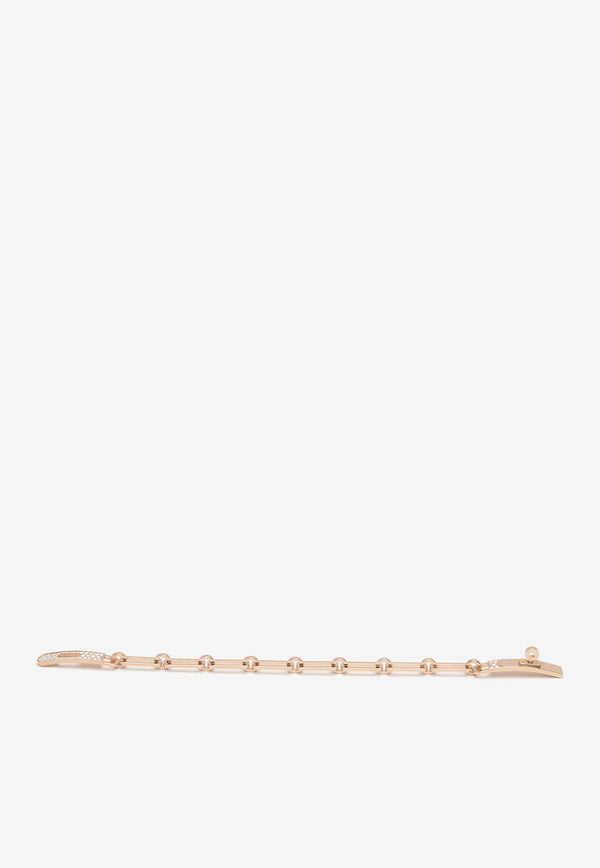 Kelly PM Chaine Bracelet in Rose Gold and Half Diamonds