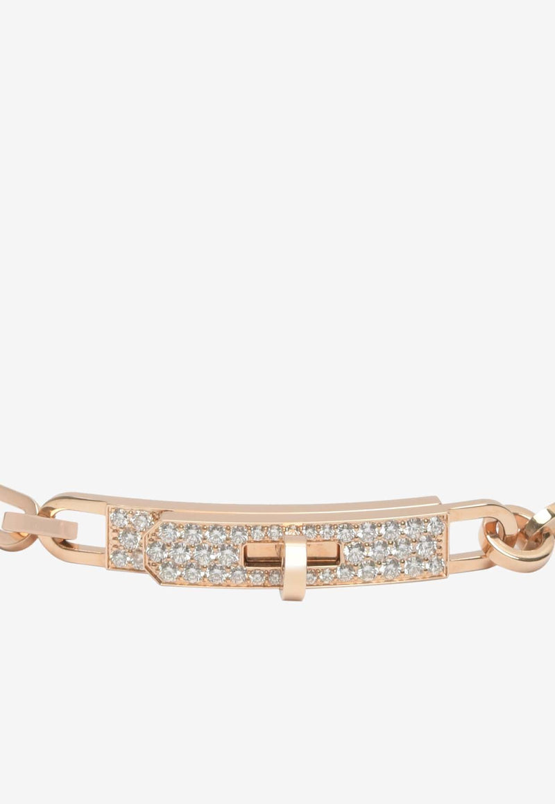 Kelly PM Chaine Bracelet in Rose Gold and Half Diamonds