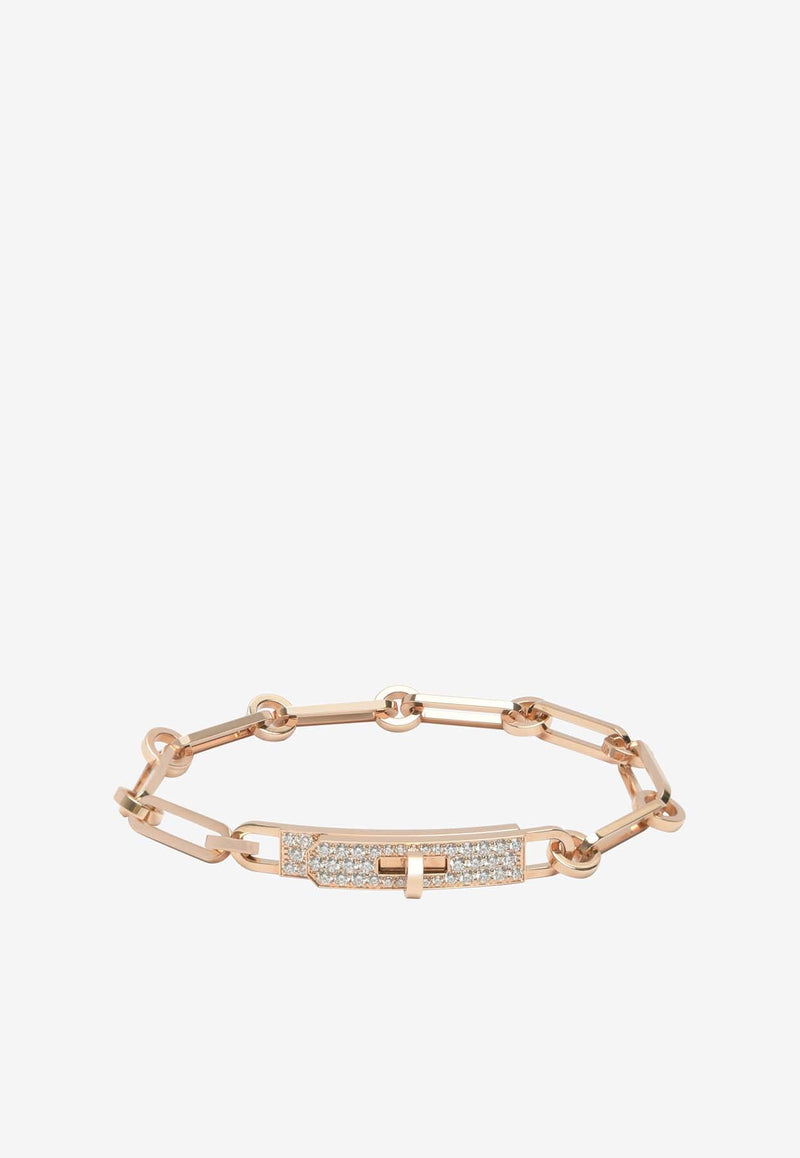 Kelly PM Chaine Bracelet in Rose Gold and Half Diamonds