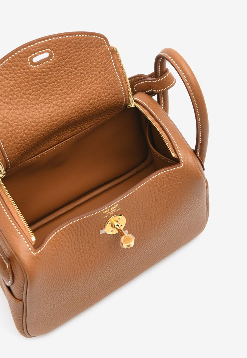 Mini Lindy 20 in Gold Clemence Leather with Gold Hardware