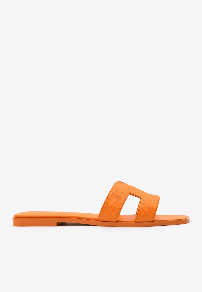 Oran H Cut-Out Sandals in Orange Sunset Epsom Leather