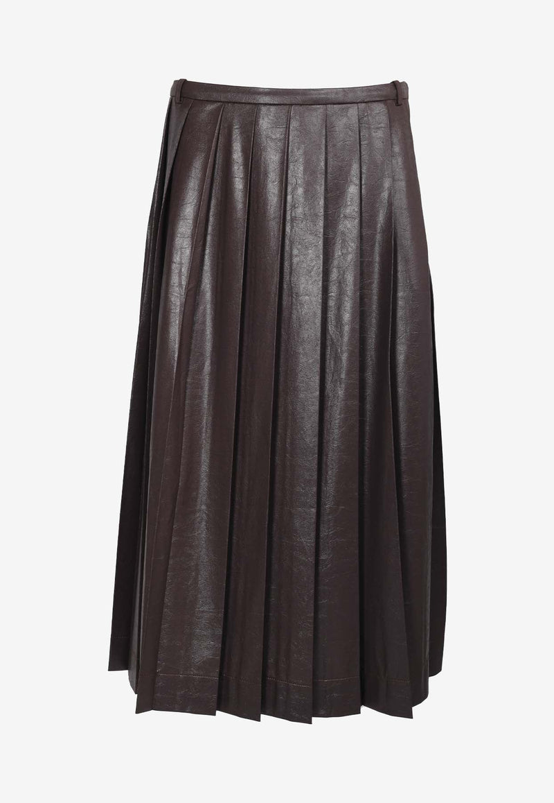 Creased Pleated Midi Skirt