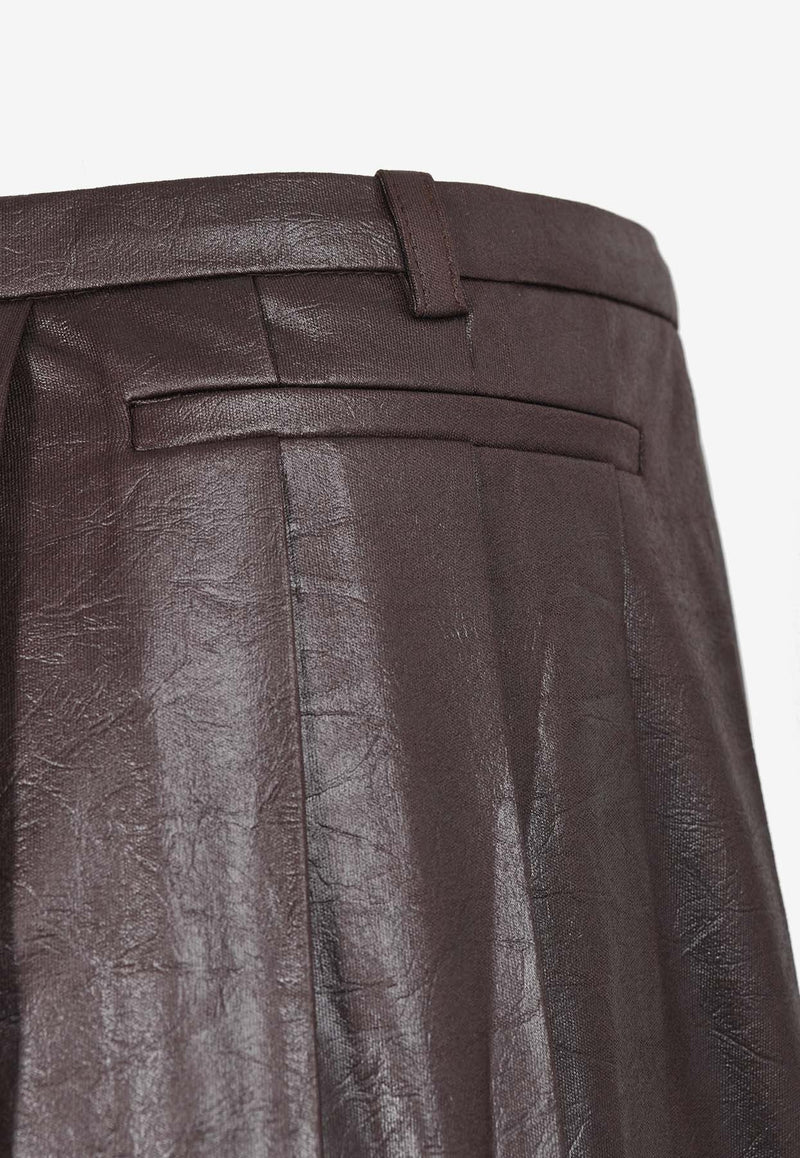 Creased Pleated Midi Skirt