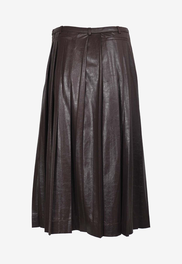 Creased Pleated Midi Skirt