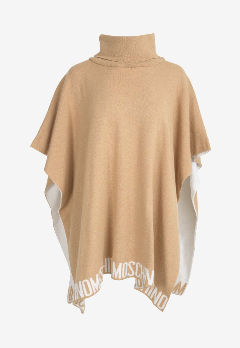 Logo Intarsia Turtleneck Poncho